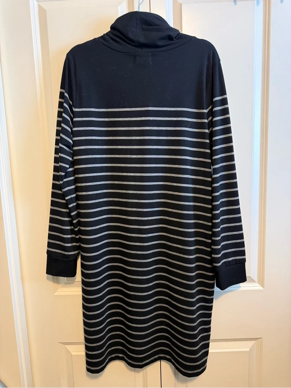 Black & Gray Striped Caslon Cowl-neck Dress